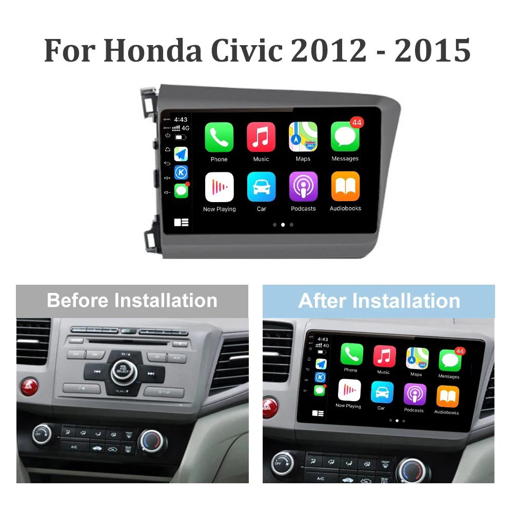 Android 13 для Honda Civic 9 2012-2015 Мультимедийный центр Автомобильный радиоприемник Экран Авто Радио 4G GPS Навигация Стерео Carplay