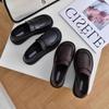 One Foot On the British Style New Italian Soft Sole Ergen Autumn Loafers Flat-soled Small Leather Shoes Women's Black Fashion Casual