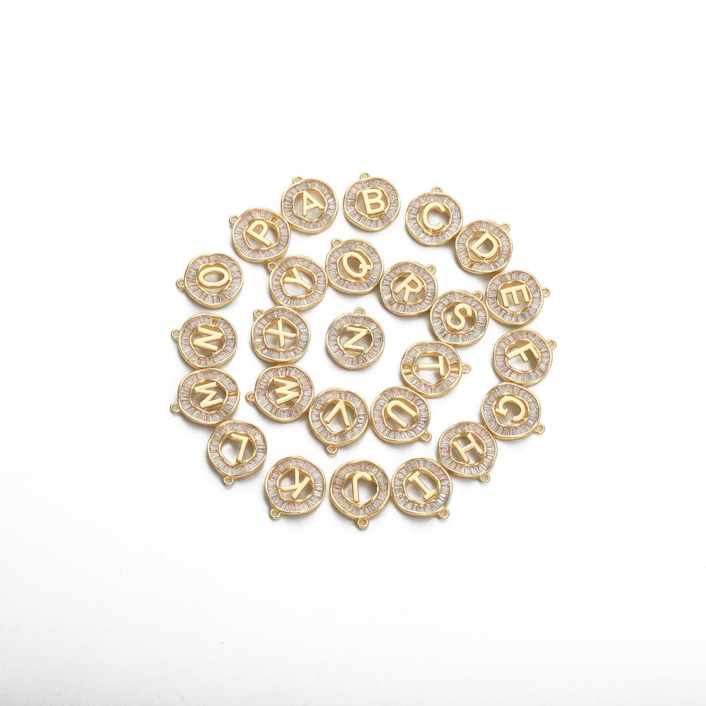 Copper Zirconium Inlaid 26 Letter Pendant For DIY Jewelry Making Craft Accessories