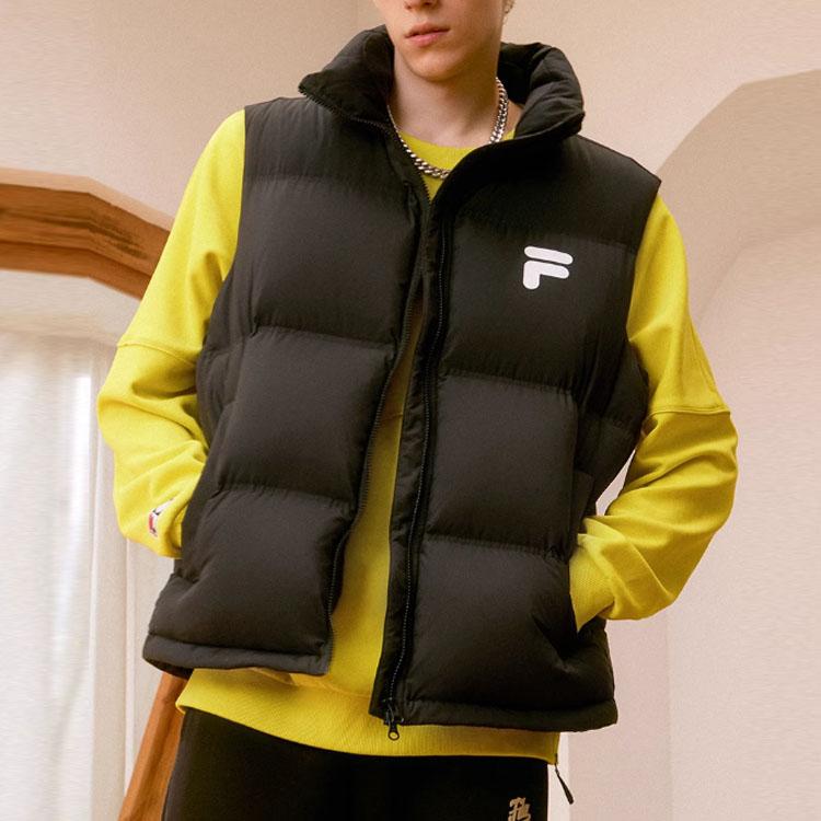 Fila Fusion Серия FOB Однотонный Жилет Утепленный на Молнии с Воротником-стойкой Без рукавов Унисекс Жилеты Черный T11U343906F-BK