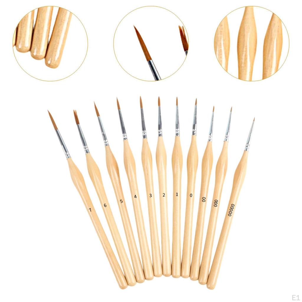 11 Pieces Miniature Paint Brushes Art Liner Portable Supplies Convenient Detail