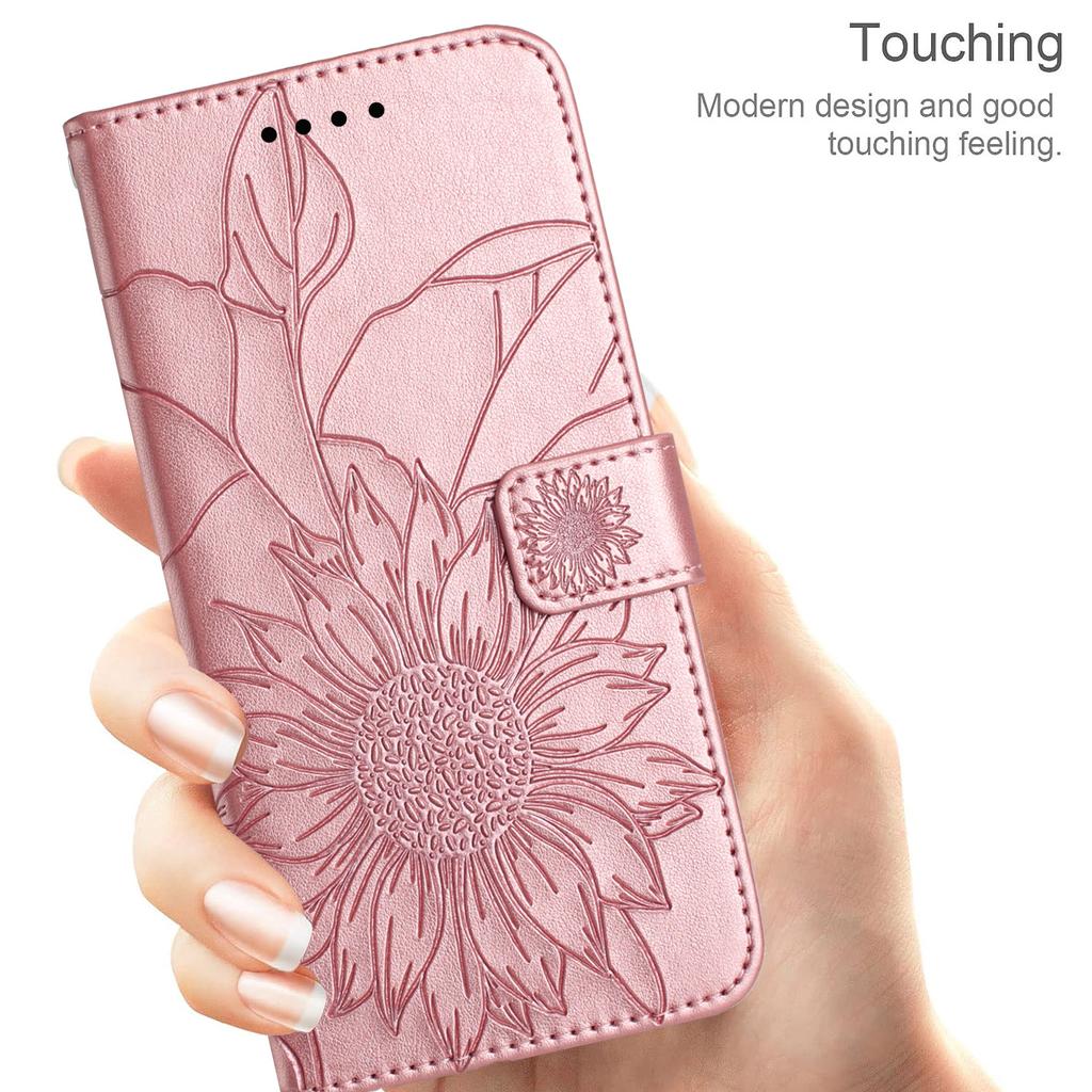 Защитный чехол из искусственной кожи с тиснением подсолнуха, держатель для магнитных карт, подставка, ремешок на запястье, флип-чехол для Moto G Stylus/G Power/E13/G73/G72/G62