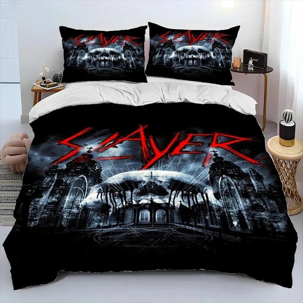 Slayer Heavy Metal Band Music Comforter Bedding CollectionDuvet Cover Bed Collection Quilt Cover PillowcaseKing Queen Size Bedding Collection Kids