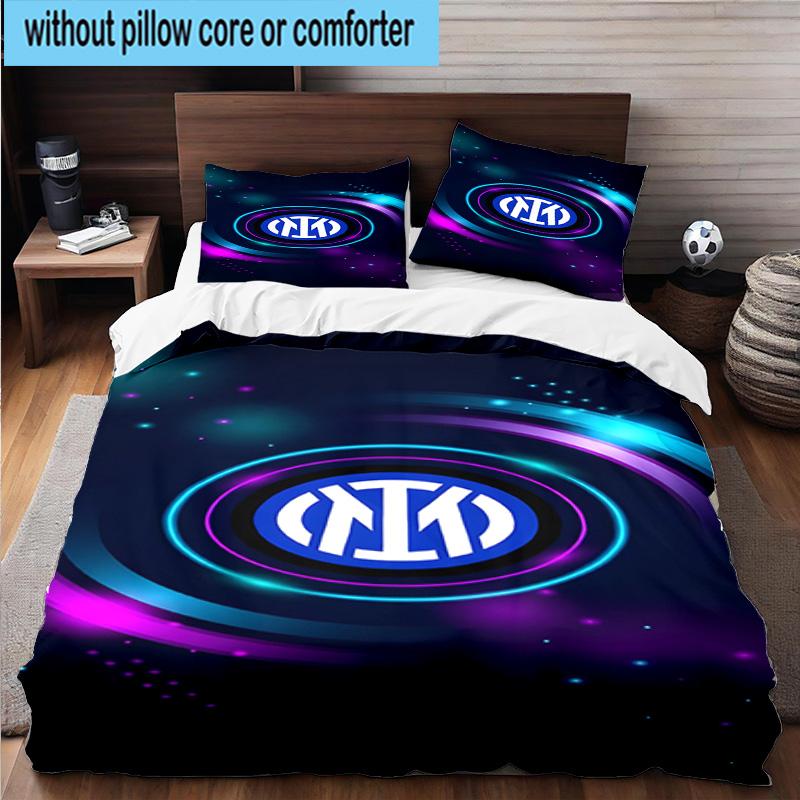 3pcs Mi-lan FC Emblem Printed Bedding Set Duvet Cover Closure Includes 1 Duvet Cover & 2 Pillowcases Bedding Sets Home Decor Gifts