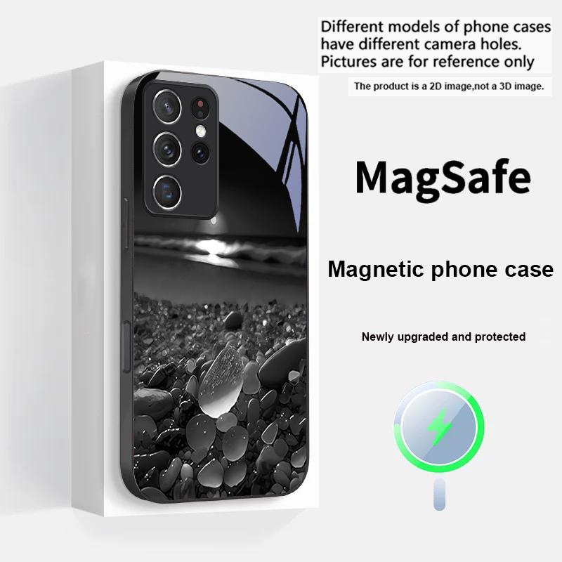 Красочный камень у моря Для Samsung S 25 S25 Edge S25Ultra S8 9 10 20 S21 Pro S22 Plus S23 FE S24 Ultra Magsafe Стеклянный чехол для телефона