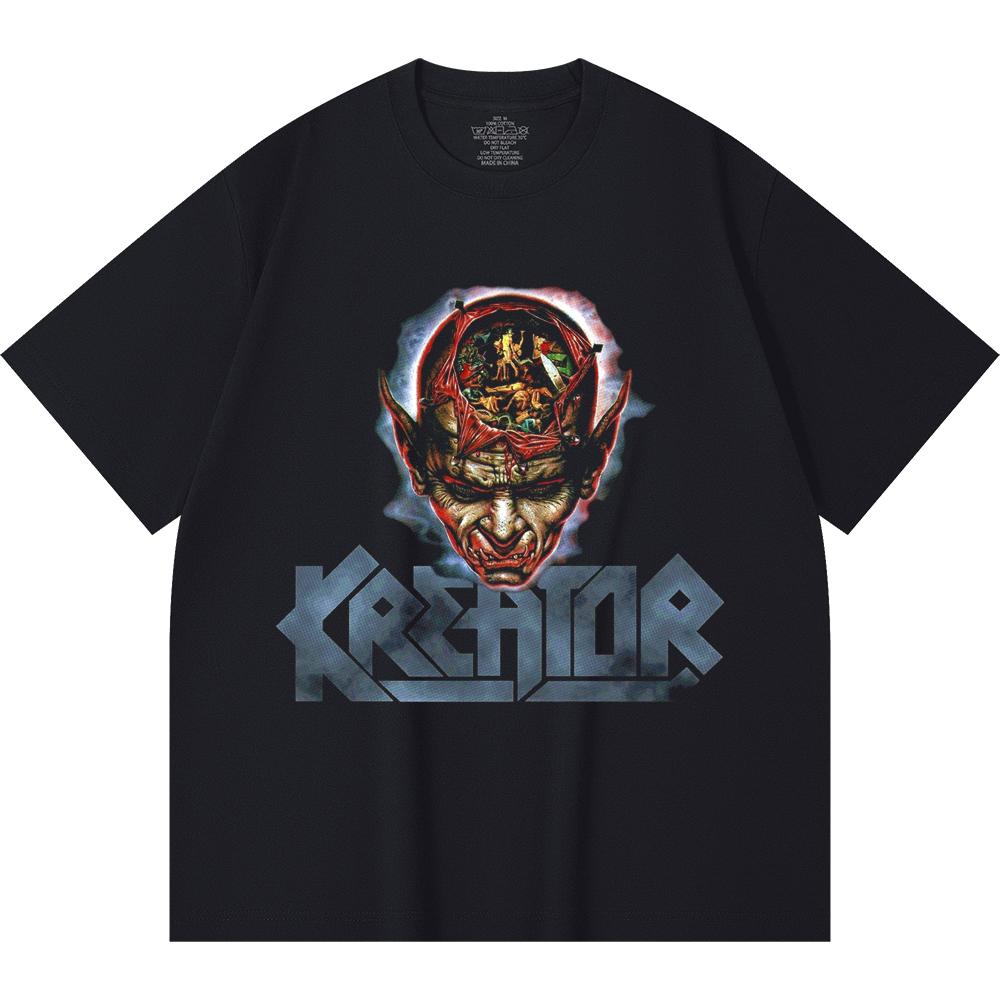 Хлопковая футболка плотностью 230 г/м² 100% Хлопок Heavy Metal Футболка с принтом рок-группы Популярная музыка Унисекс Тяжелая хлопковая футболка