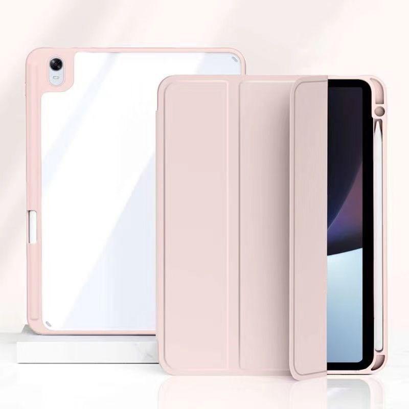 Slim Tri-Fold Case OPPO Pad 11-inch 2 11.6-inch Transparent Acrylic Back PU Leather Cover With Stand Auto Sleep