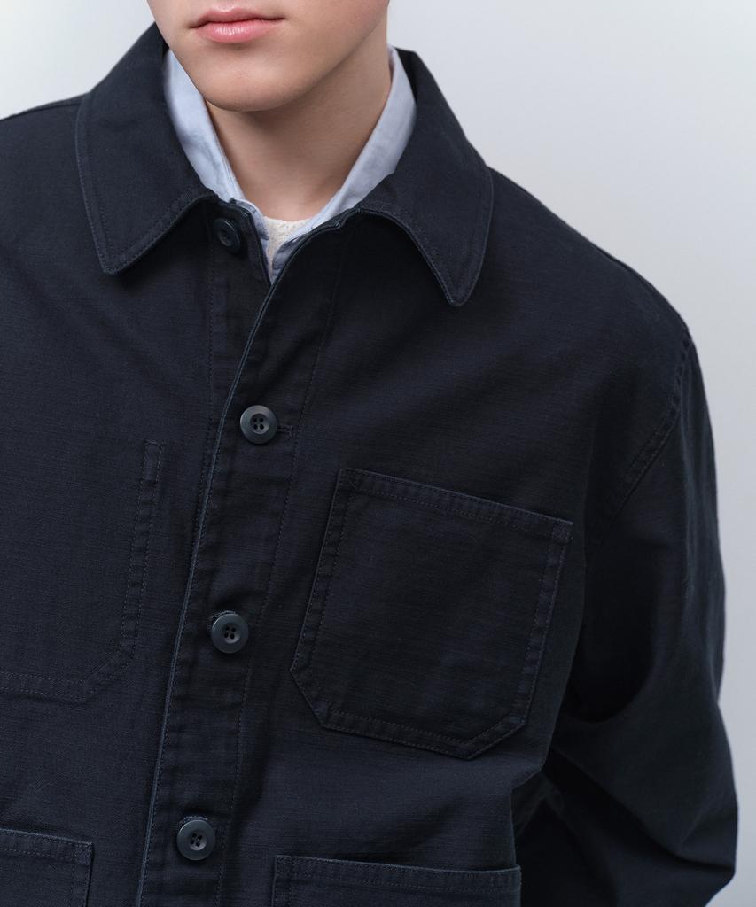 Musinsa Standard Back Satin Short Chore Jacket [Navy]