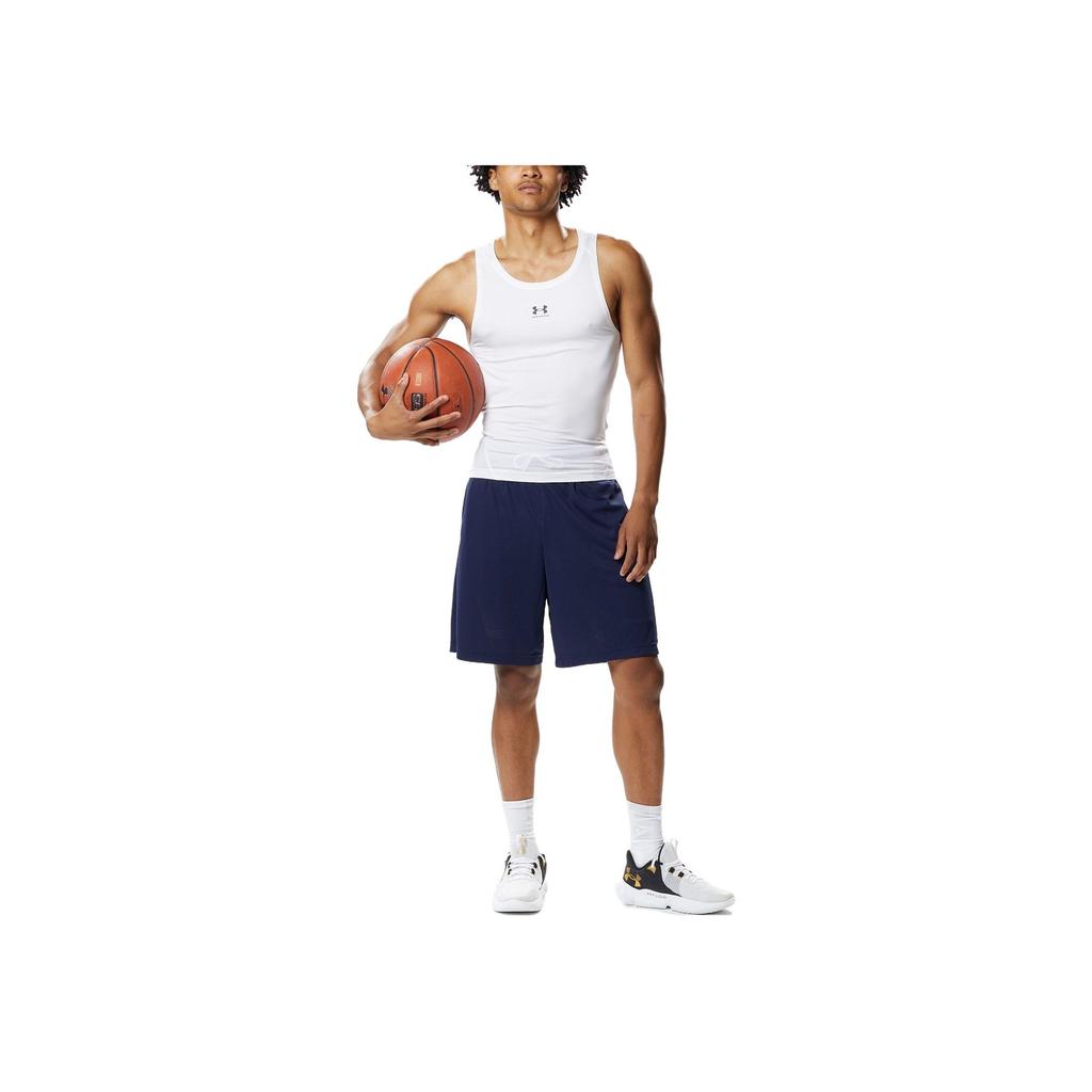 Under Armour Heat Gear Basketball Solid Slim Fit Quick Dry Sleeveless Top Men Tops White 1371947-100