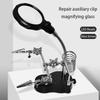3.5X 12X Clip Welding Magnifier with 2 LED Clip Iron Welding Stand Station Magnifying Glass