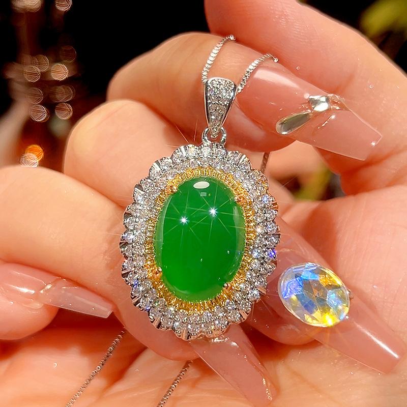 Ювелирные изделия Имитация Халцедона Ретро Легкая Роскошь Набор Подвеска с Главным Камнем 13 * 18
