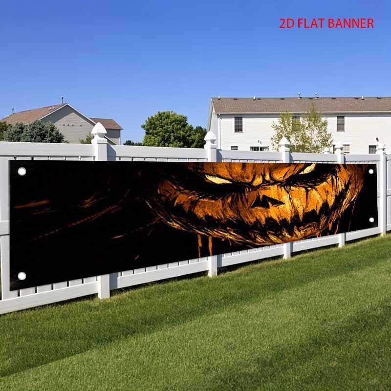 Halloween Pumpkin Face Lantern Fence Banner Outdoor Decor