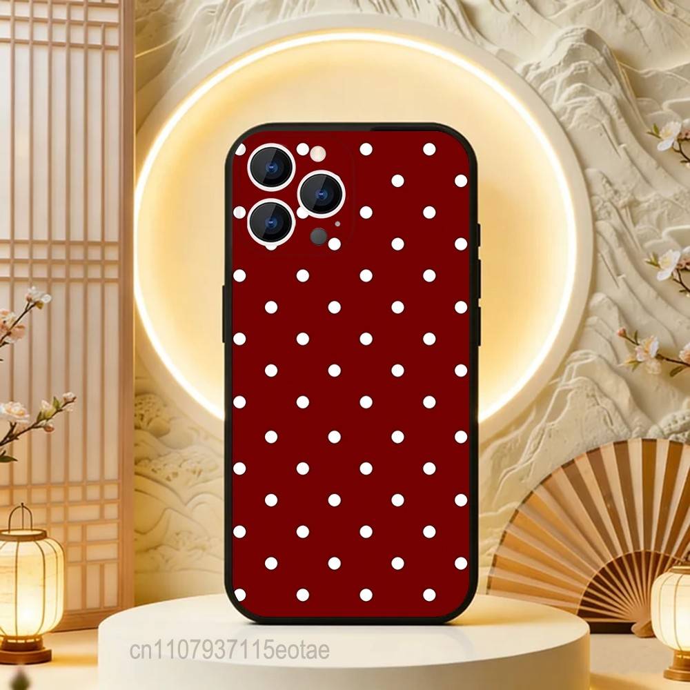 INS Коричневый Красный В горошек Для iPhone 12,16,13,14,15,17,11,Pro,Max,Plus,E,Air,Mini ТПУ Мягкий к коже чехол для телефона