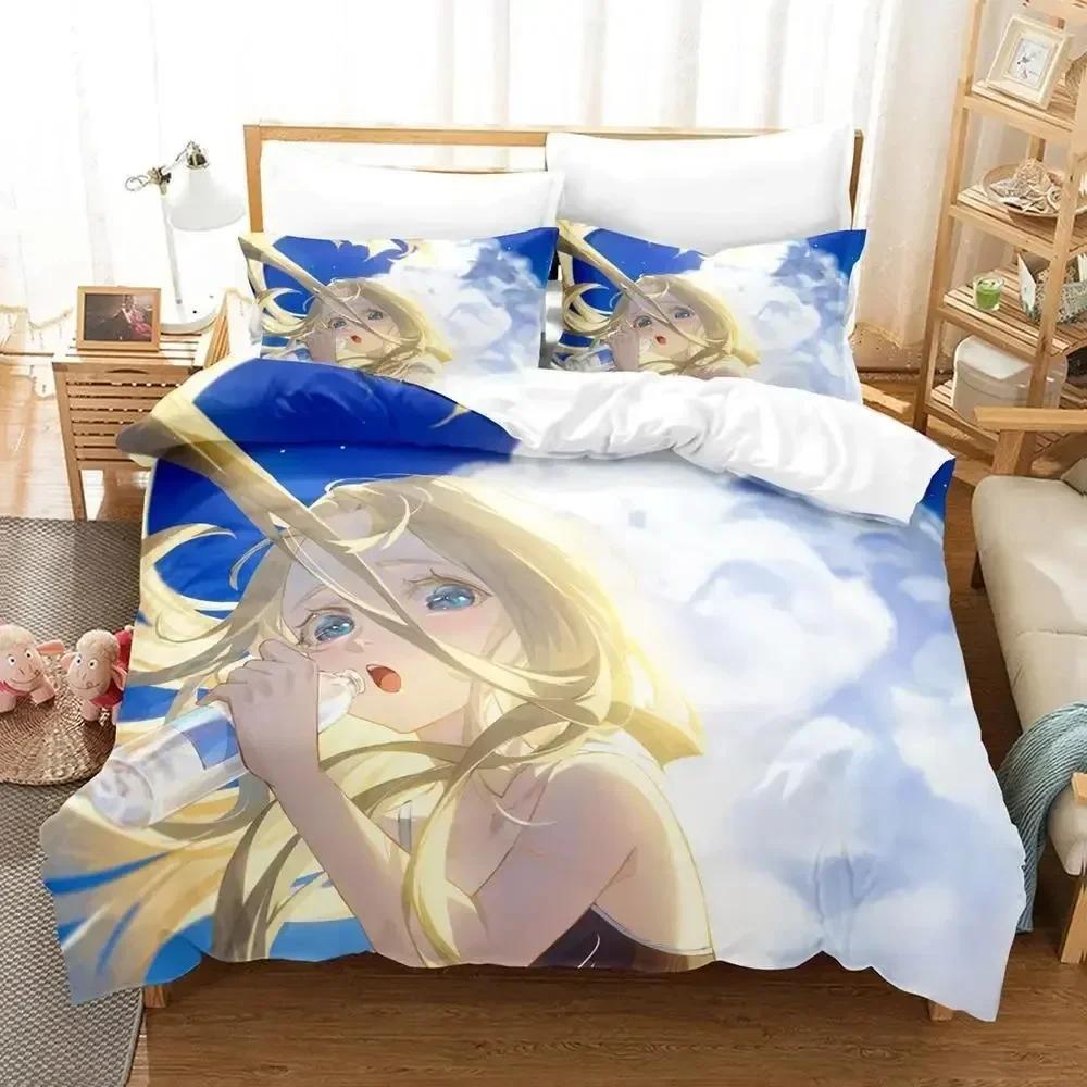 New Summer Time Rendering Bedding Set Cartoon Anime Three-piece Set Adult Kid Bedroom Duvet Cover Sets 3D Kawaii Girls Twin Set
