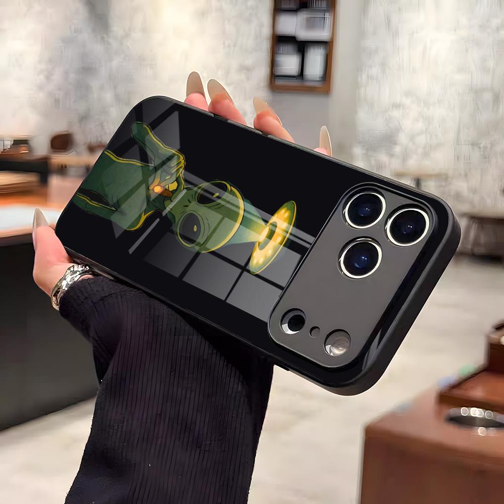 Смешной Космический НЛО Инопланетная Штука Чехол Для Телефона Для IPhone 17 Air 16 E Pro Max 15 14 13 Mini 12 Pro 11 Max Plus Черная Стеклянная Крышка