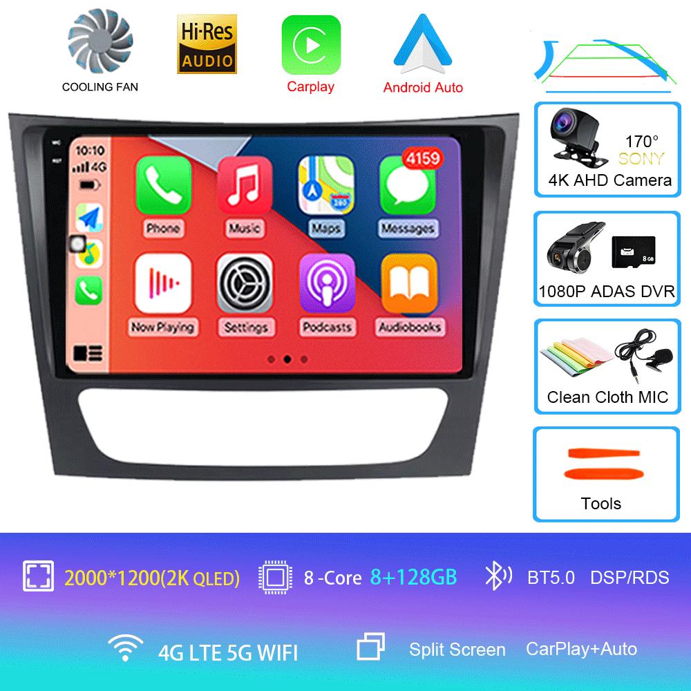 Для Mercedes-Benz E-класса W211/CLS-класса 2005-2008 2din Автомагнитола Android 14 Автомобильный мультимедийный плеер GPS WIFI Carplay DSP Монитор