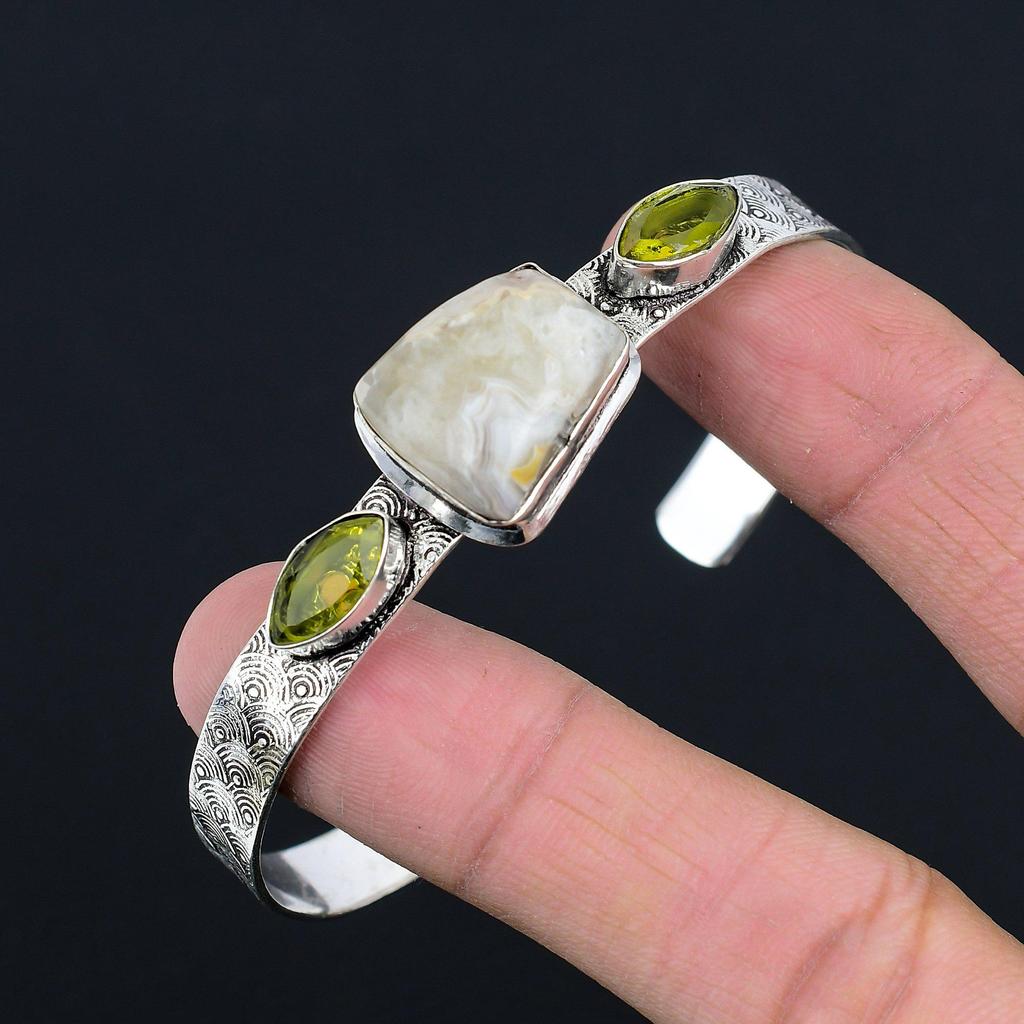 День матери Сделка Серебро 925 пробы Натуральный Аква Невада Агат Цитрин Браслет