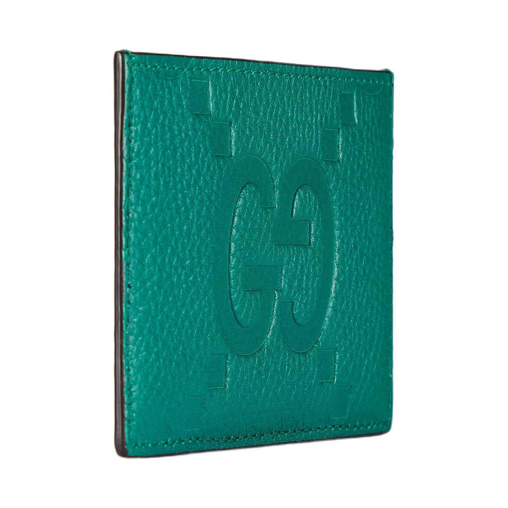 Gucci Двойной логотип G Кожаный держатель для карт Унисекс Аксессуары Зеленый 812681-AABY0-3120