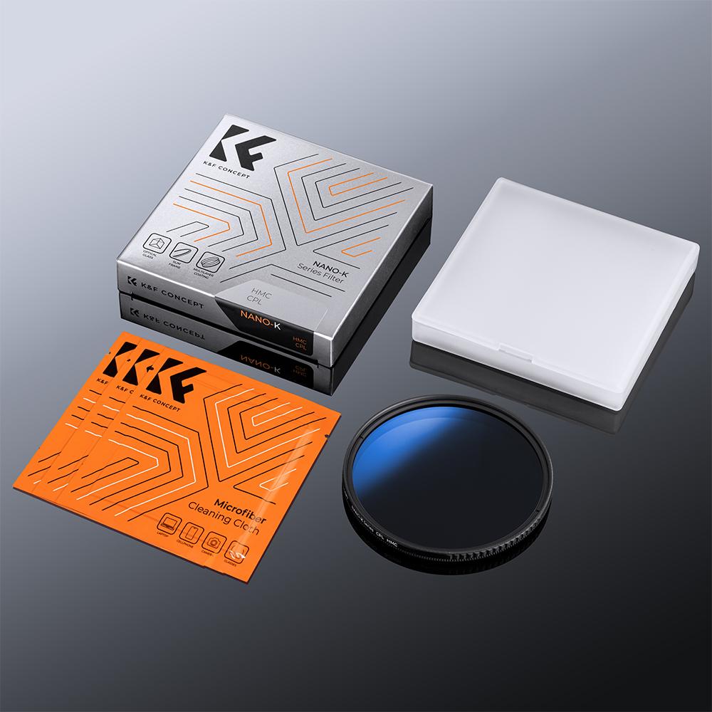 K&F CONCEPT 67мм 77мм 82мм Nano-K CPL Фильтр для объектива камеры Ультратонкая оптика С многослойным покрытием Круговой поляризатор с 3 салфетками для чистки