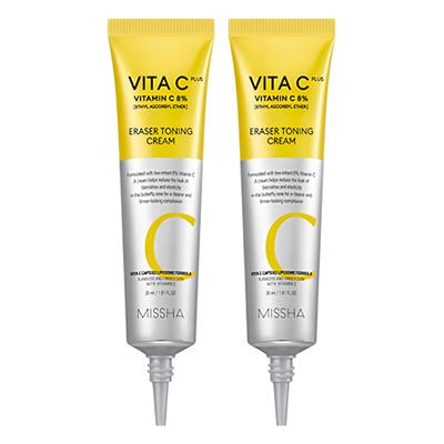 Тонизирующий крем-корректор Missha Vita C Plus Eraser, 30 мл, 2 шт.