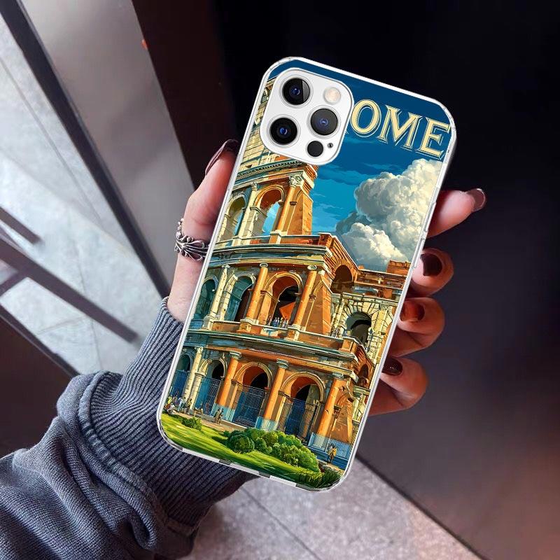 Roman Colosseum Phone Case For iPhone 17 Air 11 13 Mini 14 15 Plus 16 12 Pro Max 16E SE 7 8 Pattern Soft TPU Back Cover 13 12 M