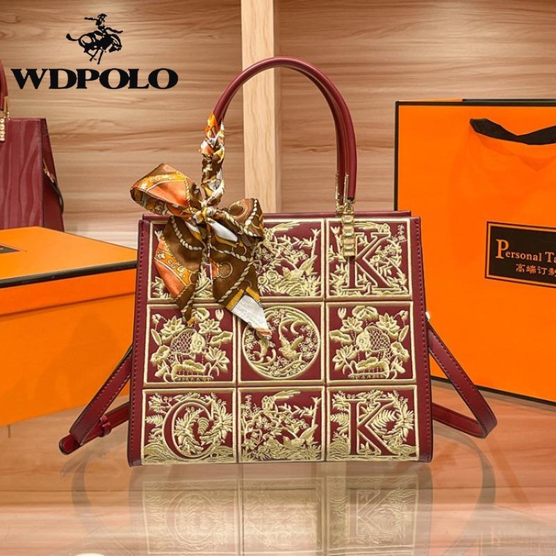 W. D. Подарочная красная свадебная сумка POLO с вышивкой для молодоженов, мамы, подарок для пожилой свекрови, сумка через плечо для девочек