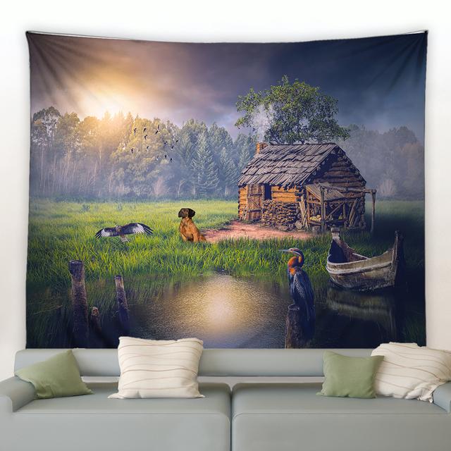 Гобелен с лесными животными, дикий леопард, тигр, медведь, растение, природный пейзаж, настенный пляжный коврик, украшение для комнаты, украшение для дома