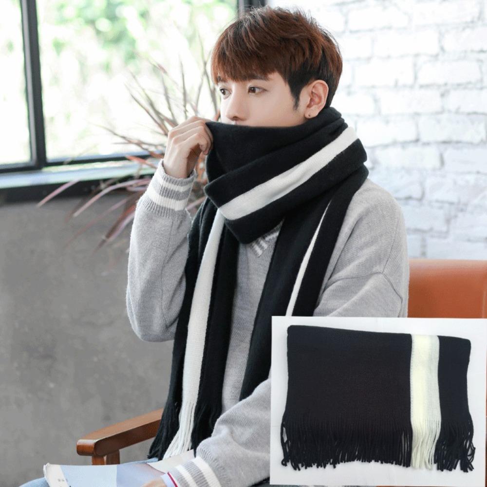 Windproof Long Wool Tassel Scarf Korean Style Winter Neckerchief Men Cashmere Scarf Women/Male