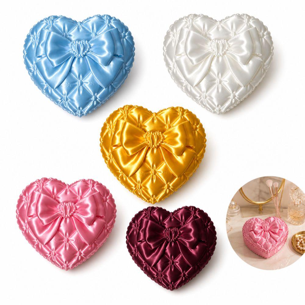 Silk Texture Heart-shaped Jewelry Box Small Size Storage Tray Vanity Table