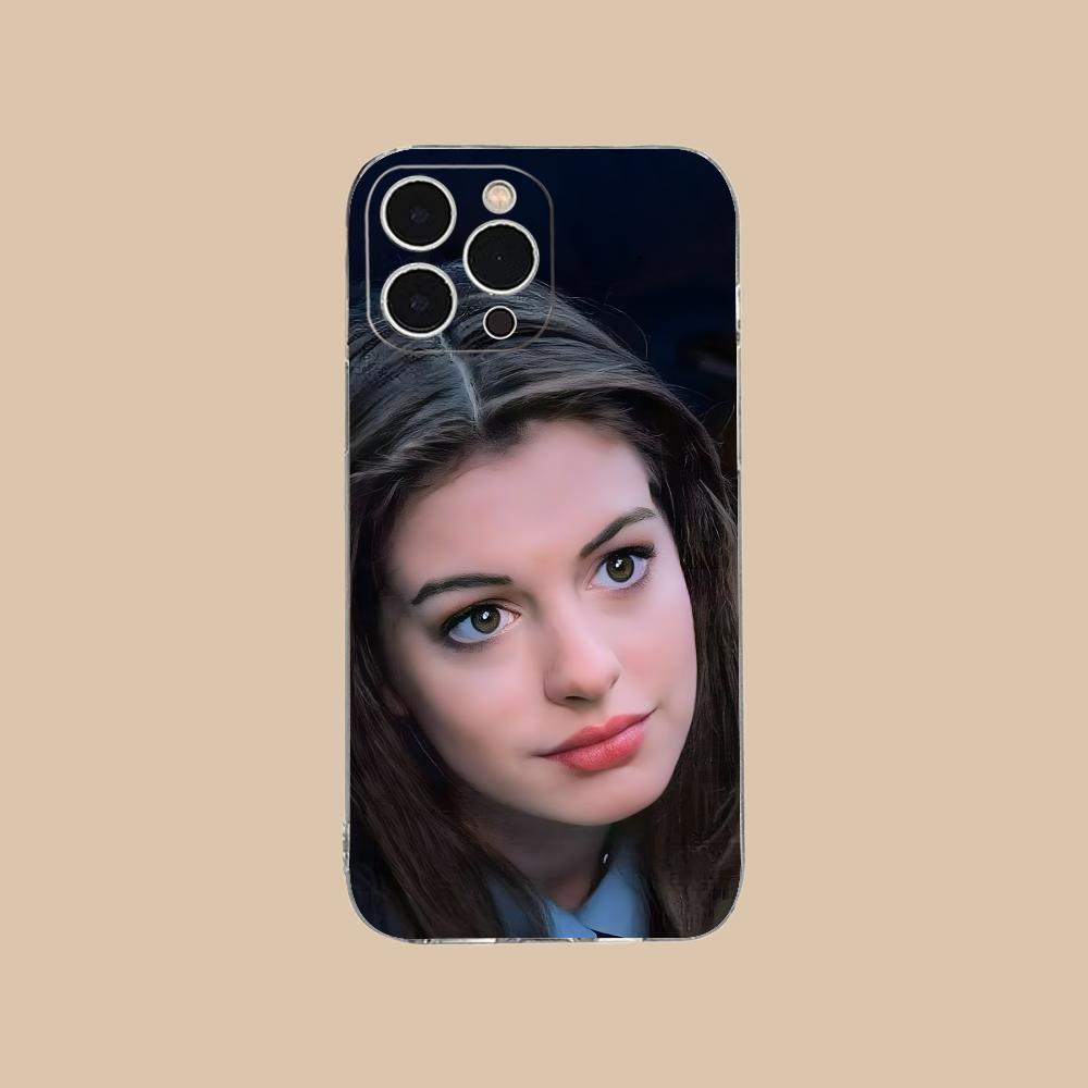 Anne Hathaway Mobile Phone Case for iPhone 17 16 15 14 13 12 11 X XR XS Air Pro Max Plus Mini Clear Colorful Cover Cover Pretty