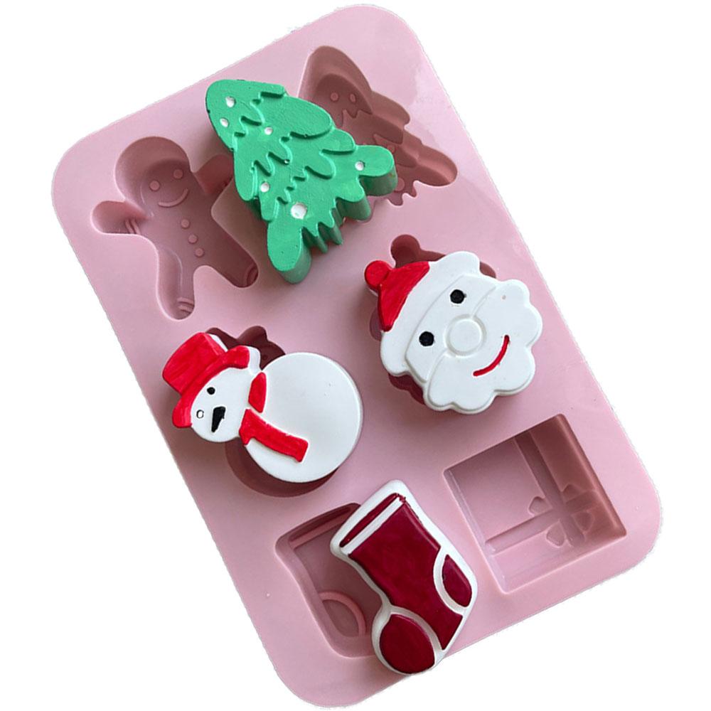 Рождественский носок Санта-Клауса Силиконовая форма для шоколада Снежинка Дерево Снеговик Конфеты Печенье Форма для льда Мыло Свеча DIY Торт Декор Подарок