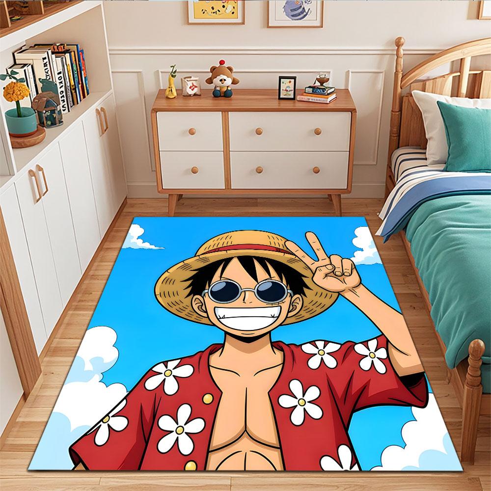 Smiling Character in Straw Hat Patterned carpet, suitable as a non slip play mat for the living room and bedroom sofa