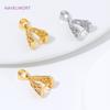 18K Gold Plated Brass Pendant Pinch Bail For Jewelry Making,With Zircon Bail Holder For Pendant,DIY Necklace Accessories