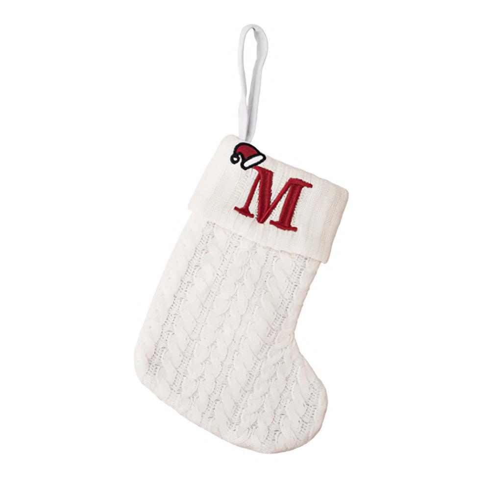 Рождественский чулок, подвесное украшение, вязание, буква, носки Санты, подвеска на рождественскую елку для дома, праздничный декор для камина