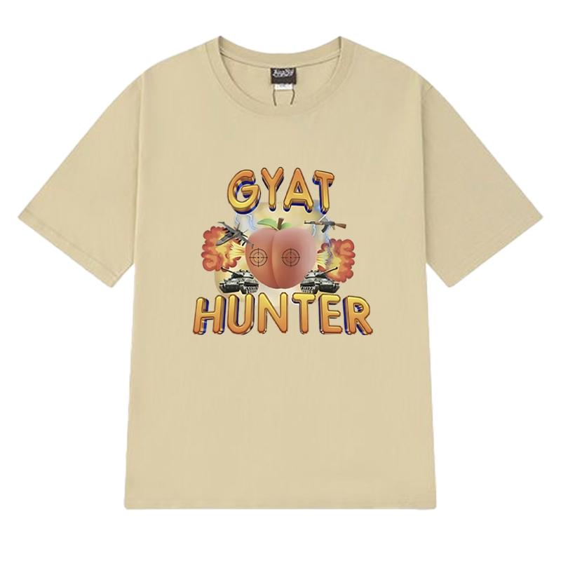 Горячая Распродажа Новинка Gyat Hunter Fun Meme Футболки Унисекс Мода Y2k с коротким рукавом Летние Мужские Женские 100% Хлопок Одежда Топы