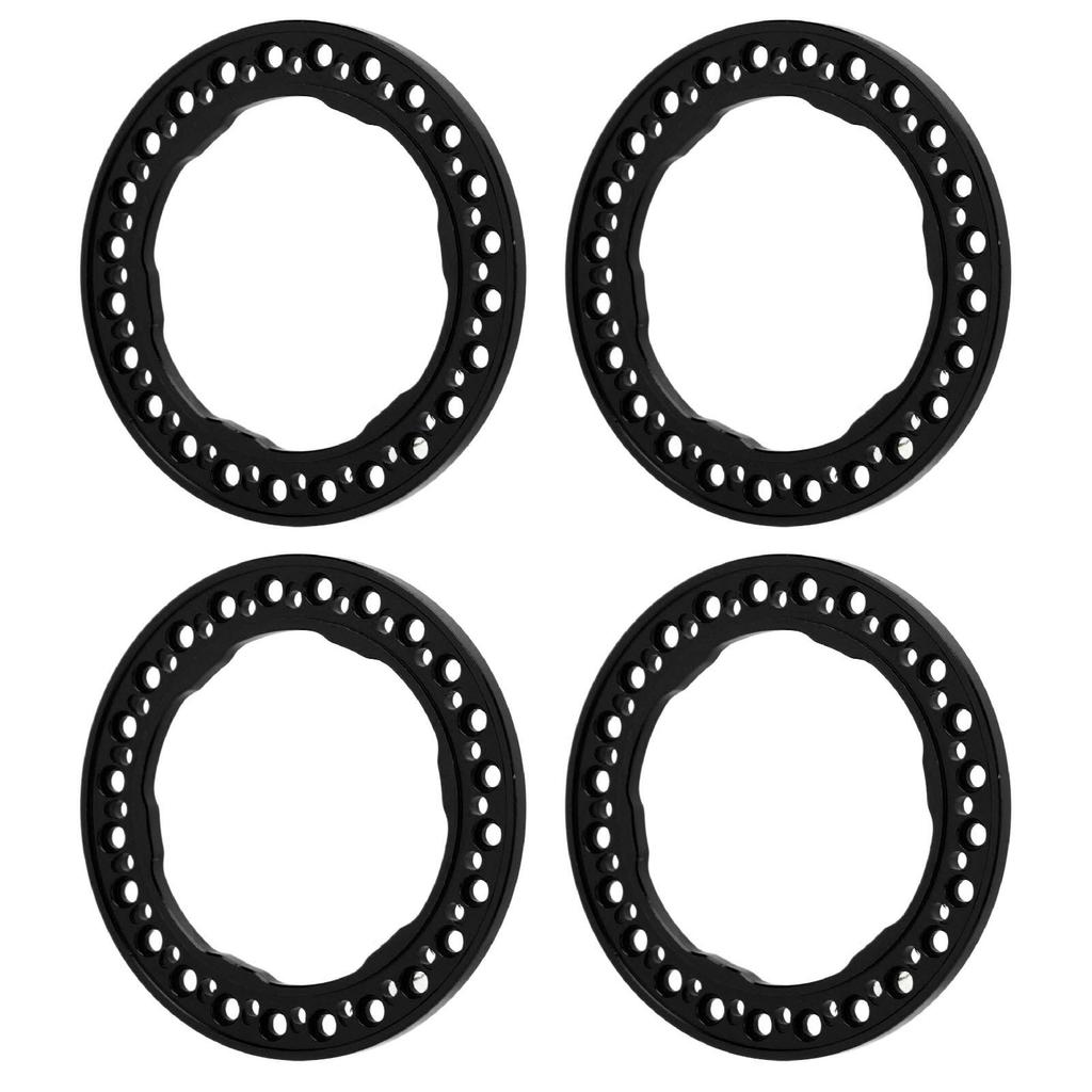 4pcs 1.9 Inch Wheel Outer Beadlock Rings Aluminum Alloy Replacement Wheel Beadlock Rings for Traxxas 1/10 RC Car Black