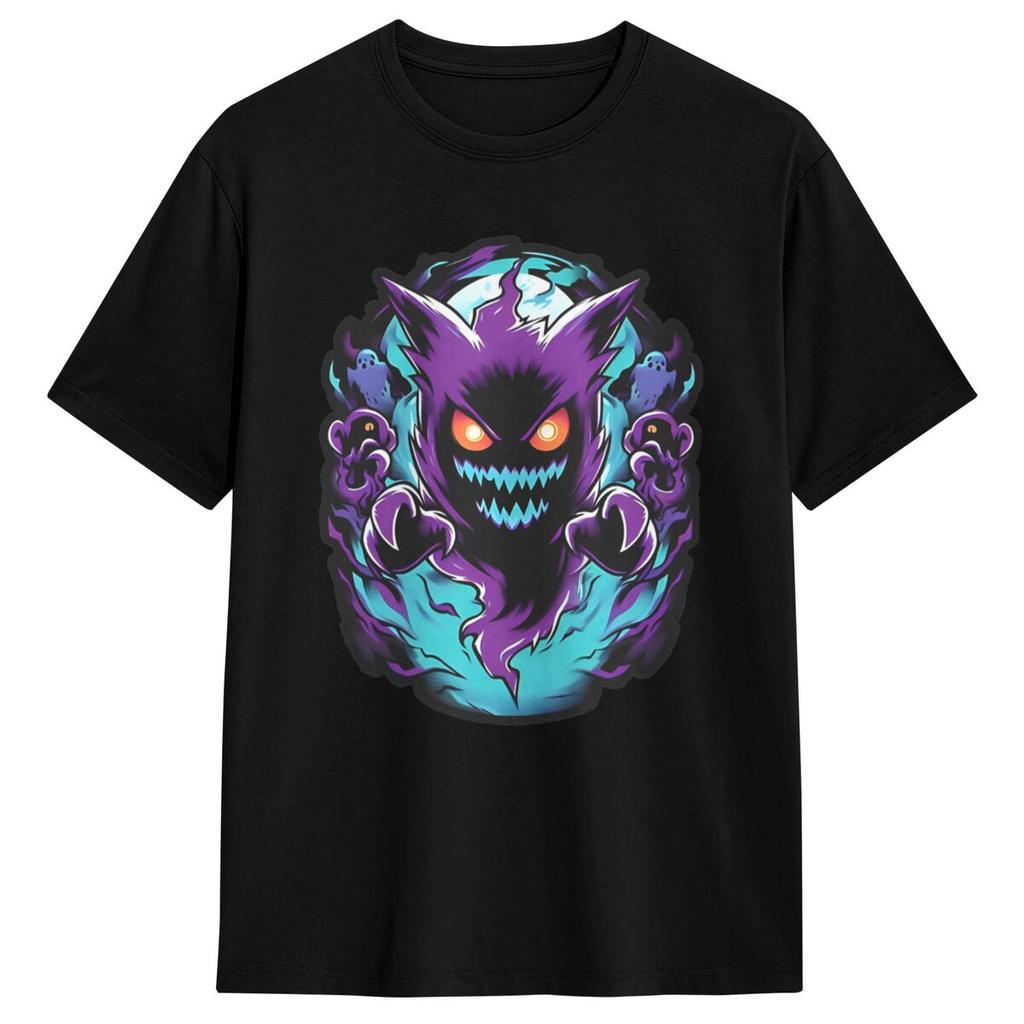 Pokemon Gengar Big Face T-Shirt Beach Streetwear T-Shirts Cotton Trending Tee Shirt For Adult Short Sleeves Pattern Clothes