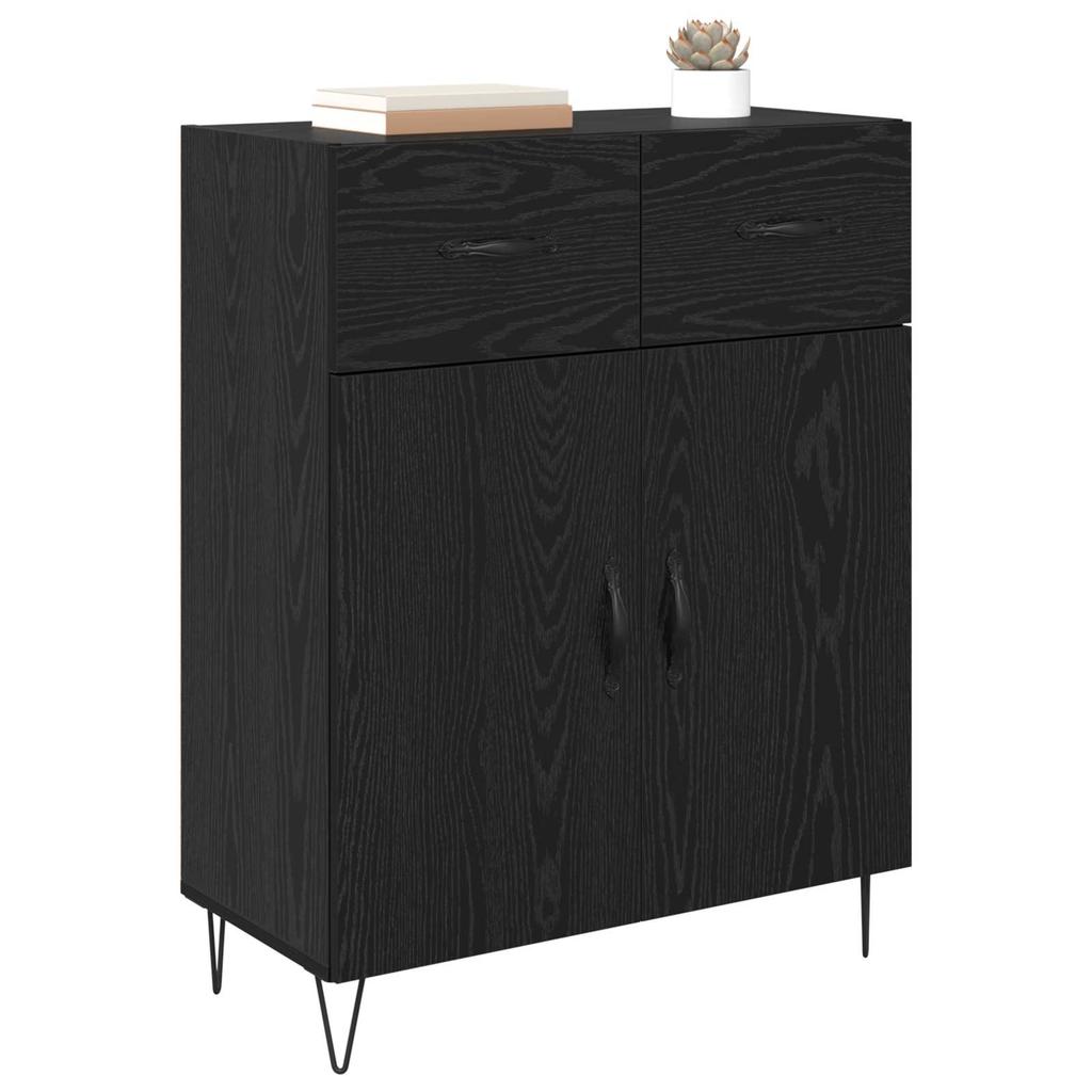 Sideboard Black Oak Effect 69.5 x 34 x 90 cm Engineered Wood