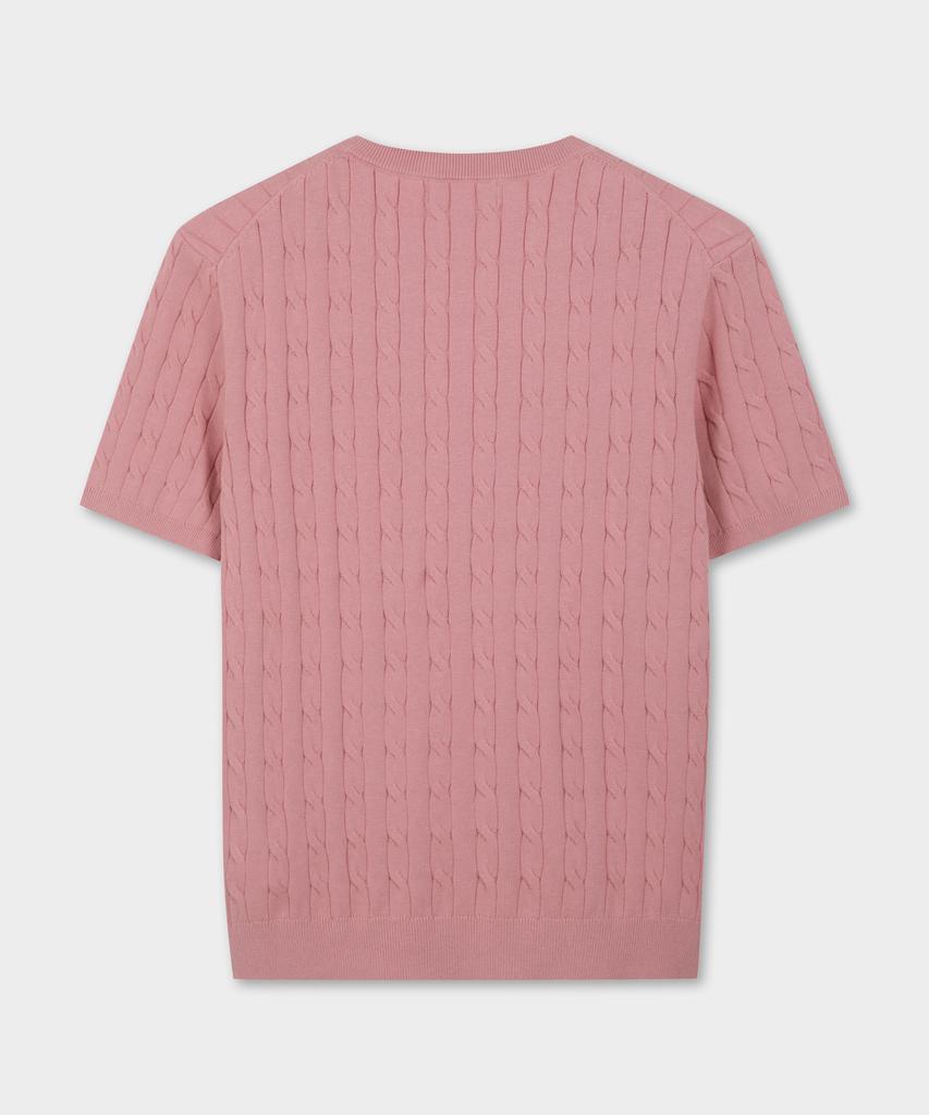 BROOKS BROTHERS Cotton Cable Crew Neck Short Sleeve Sweater (Pink) (Bbwrmog203)