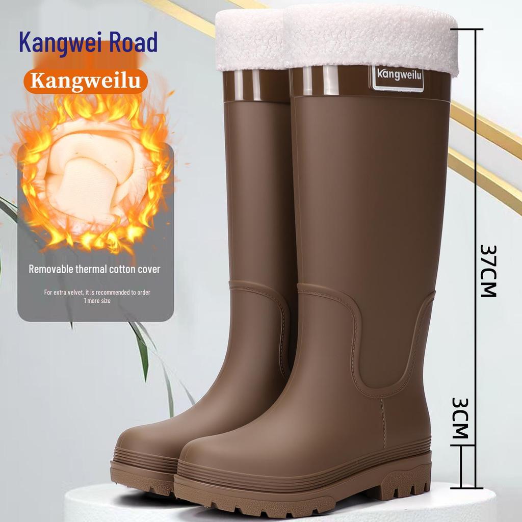 Женские водонепроницаемые резиновые сапоги на флисовой подкладке - Нескользящие, с толстой подошвой, Идеальны для походов в тропических лесах
