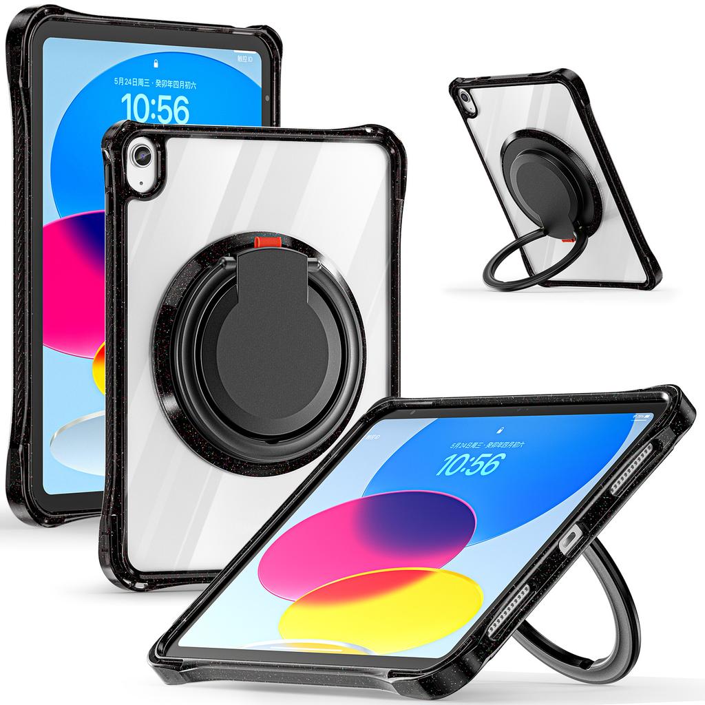 For iPad (2025)/10.9 (2022) Case Rotating Handle Grip TPU+PC Clear Tablet Cover
