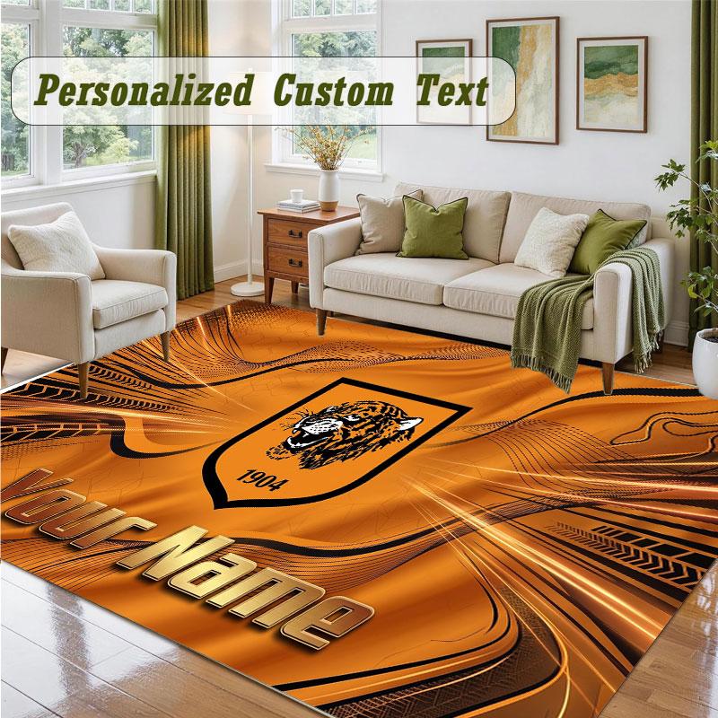 Crystal Velvet Square Rug Custom NameHull FC Pattern Non Slip Home Floor Decor Rug