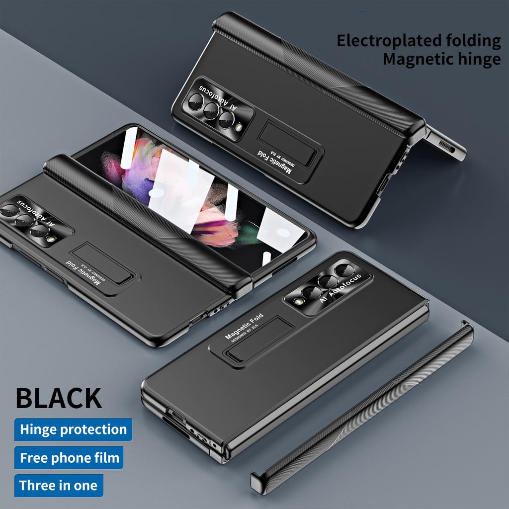 Luxury Portable Stand Full Body Case for Samsung Galaxy Z Fold4 Fold 3 Fold3 Fold 4 Zfold4 5G Screen Glass Protector Film Cases