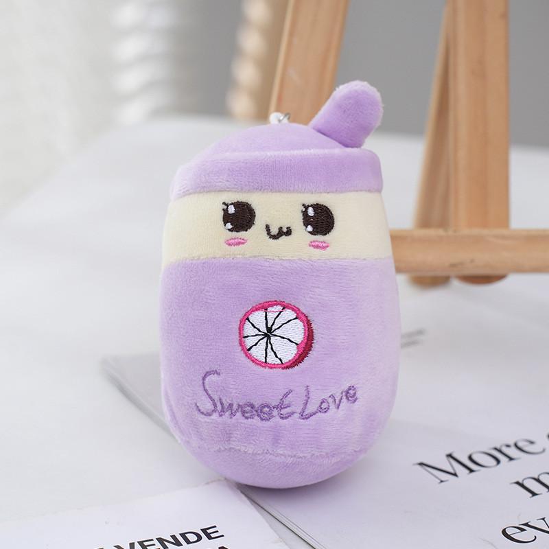 Adorable Plush Fruit Boba Tea Cup Keychain 12cm Stuffed Toy Backpack Charm