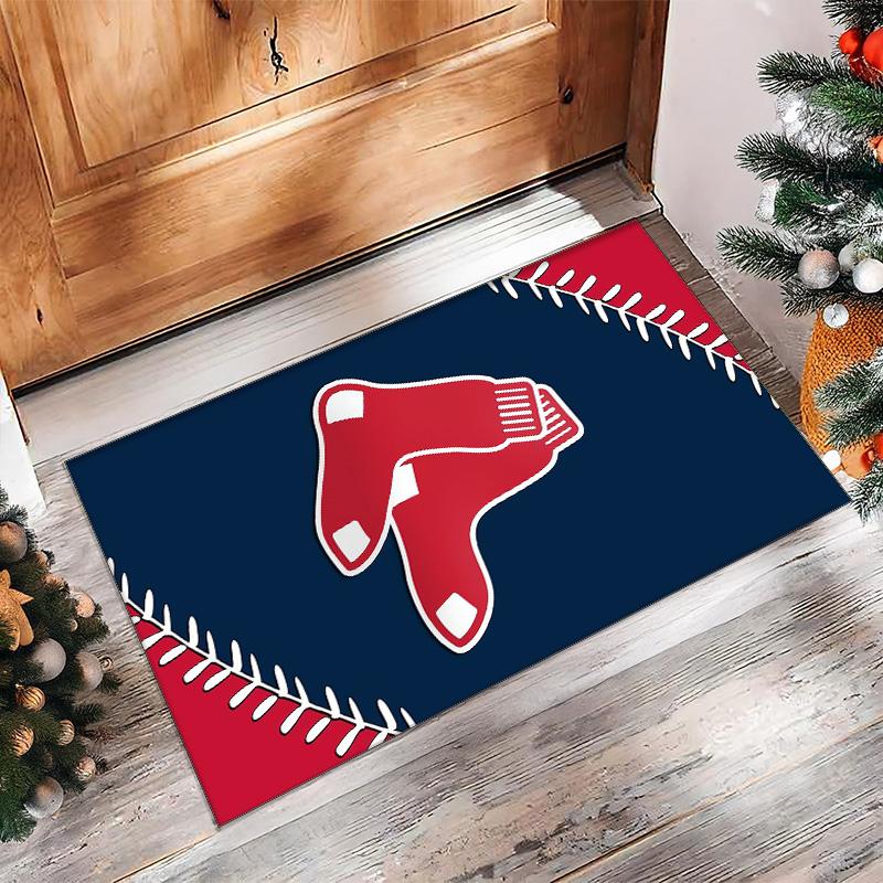 Boston Red Sox Crystal Velvet Carpet Soft Anti?Slip Floor Mat Comfortable Home Living Room Bedroom Decor Rug