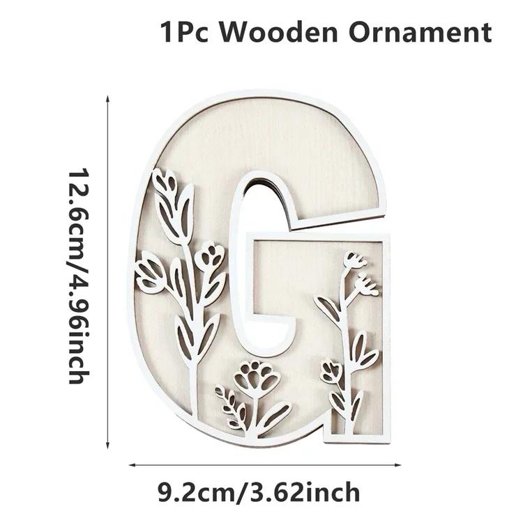 Wooden Alphabet Letters Wall Decor Set Engraved Floral Pattern Home Craft Ornaments Elegant Display for Living Room