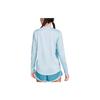 Nike Logo Print Round Neck Quick-Dry American Vintage Long Sleeve T-Shirt Women Tops Joyful-Ocean-Blue Silver DX0309-442