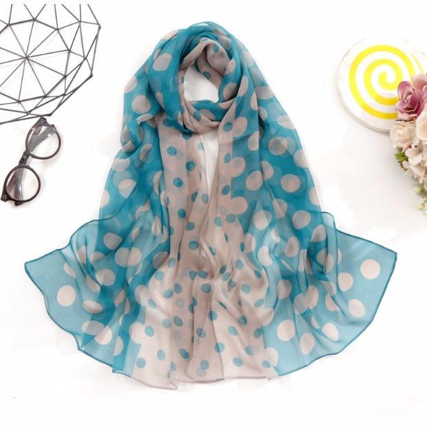 Весенне-летний тонкий полупрозрачный шарф в горошек, ветрозащитный и солнцезащитный шарф с художественным декором в горошек, длинный