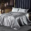 Summer Nude Four-Piece Solid Color Mulberry Silk Bedding Set with Ice Silk Bed Sheet