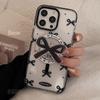 Black Bow Magnetic Suction Case 15Promax Transparent IPhone Case 14 Suitable for 13 Advanced 12 Bracket 16